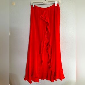 Alexis Red Ruffled Maxi Skirt Size Medium